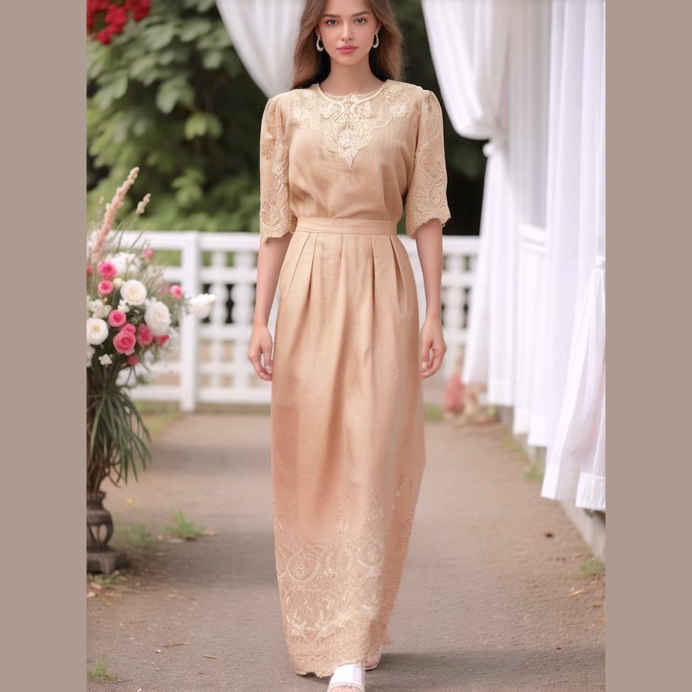 Elegant Tan Skirt Set